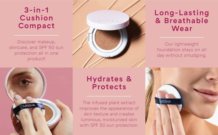 MISSHA Magic Cushion Cover Lasting Foundation SPF50+/PA+++, 23 Natural Beige 15 g