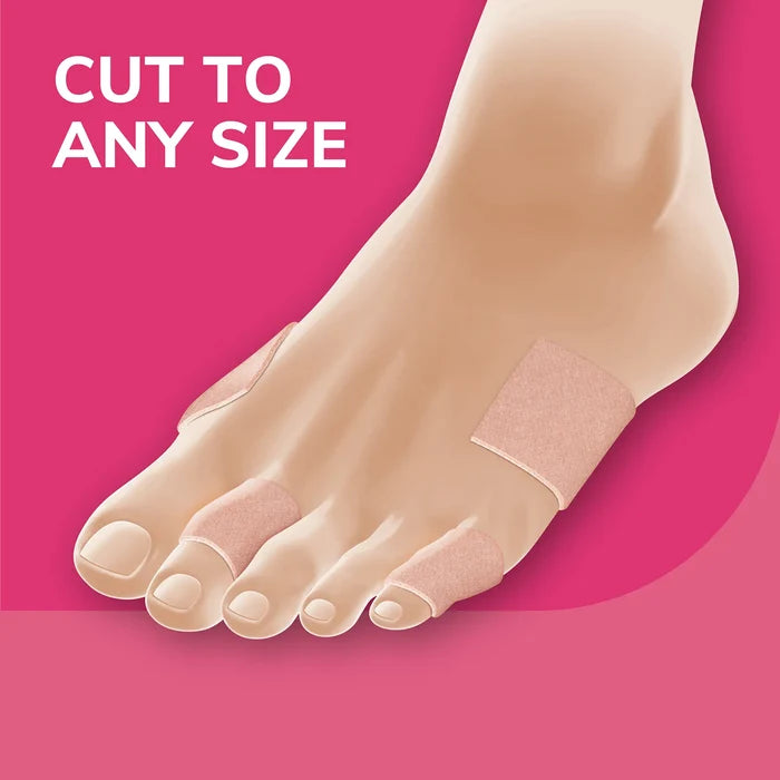 Tan moleskin toe pad placed under the front of the foot