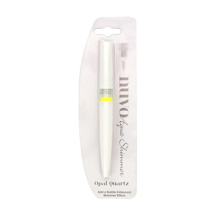 Nuvo - Aqua Shimmer Pen - Choose from a Variety. Nuvo Aqua pens are uniquely designed to create a glitter effect to existing images and media. The perfectly formed brush nib makes the pens extremely versatile and is perfect for adding small glittery detail or making large shimmering areas. This package contains one 6.25 inch long shimmer pen. Imported.  Available: Blush Rosette, Opal Quartz, Sunlit Sienna, Midas Touch. Available at Embellish Away located in Bowmanville Ontario Canada.