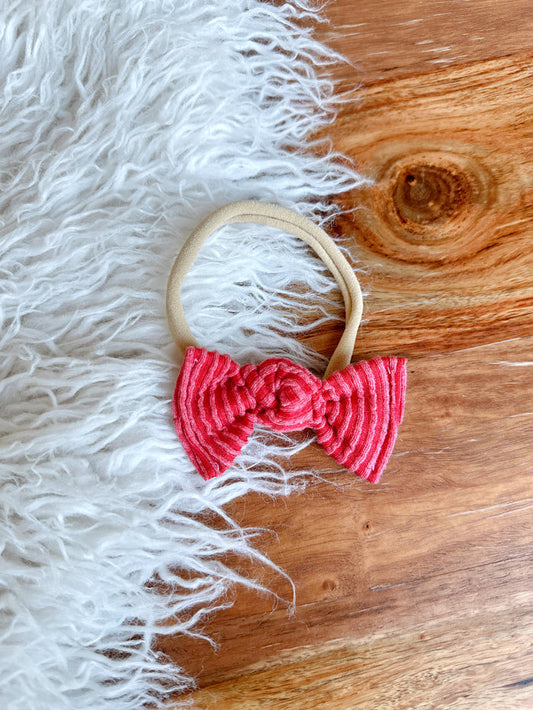 Nylon Headband - Wavy Ribbed Candy Red