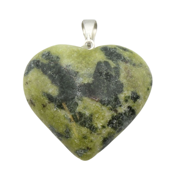 Olive serpentine Mini Heart Pendant