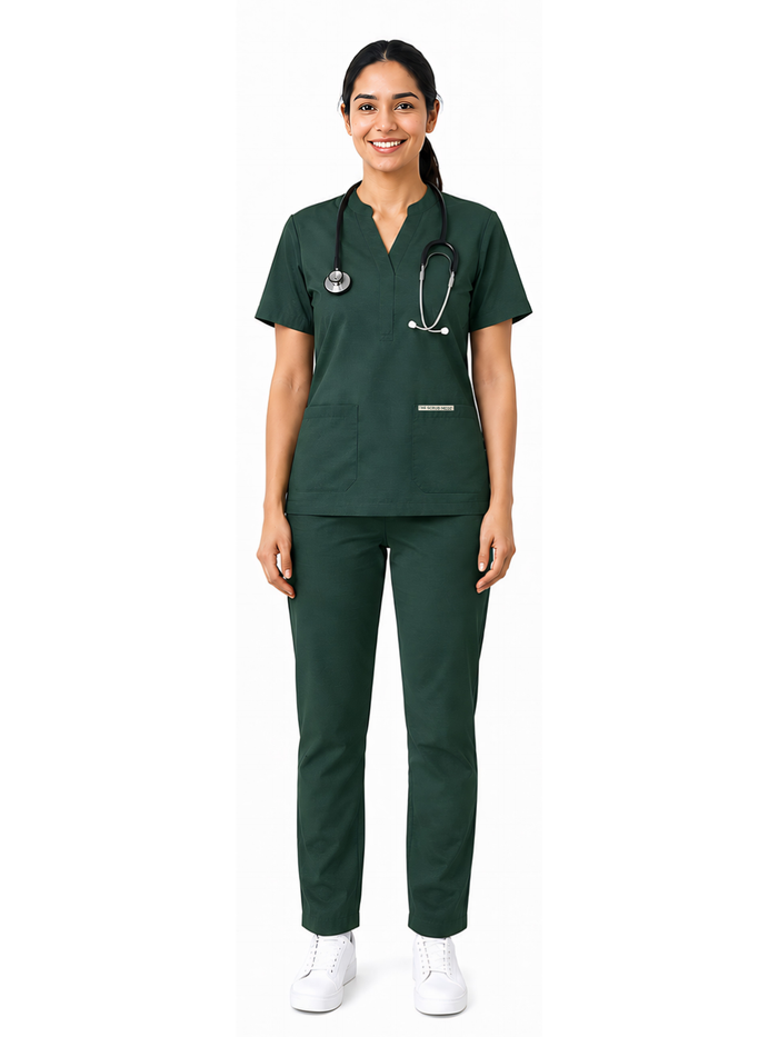 ONYX 4 POCKET MANDARIN WOMEN (BOTTLE GREEN) SCRUB