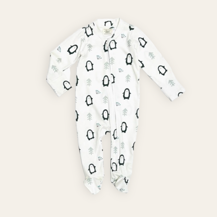Penguin Zipper Footie Baby Romper (Organic Jersey) by Viverano Organics