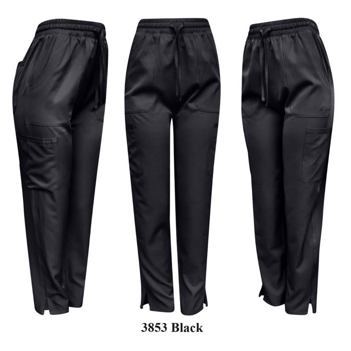 Pepino Uniforms Unisex Drawstring Elastic Waist Cargo Stretch Side Slit Scrub Pants