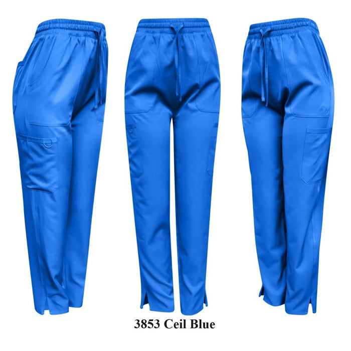 Pepino Uniforms Unisex Drawstring Elastic Waist Cargo Stretch Side Slit Scrub Pants