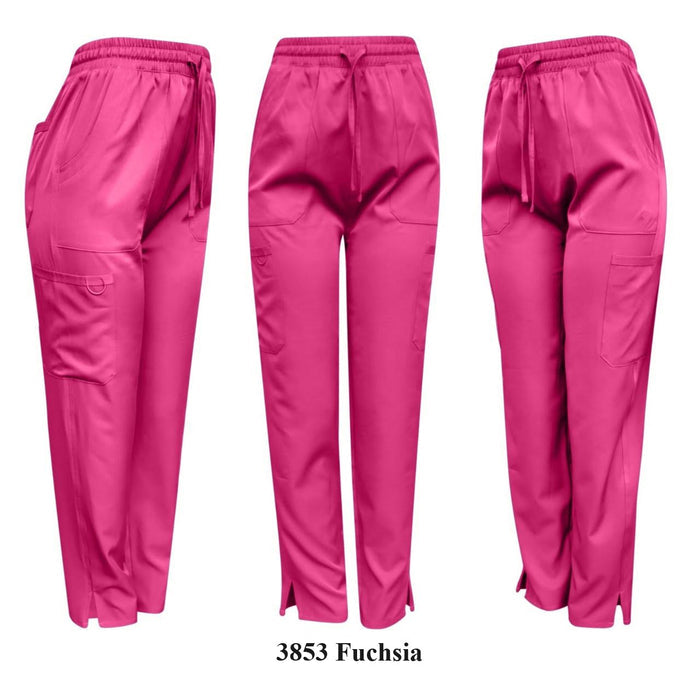 Pepino Uniforms Unisex Drawstring Elastic Waist Cargo Stretch Side Slit Scrub Pants