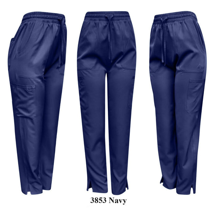 Pepino Uniforms Unisex Drawstring Elastic Waist Cargo Stretch Side Slit Scrub Pants
