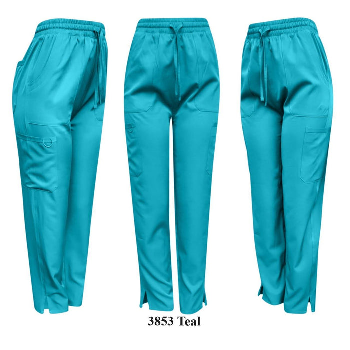 Pepino Uniforms Unisex Drawstring Elastic Waist Cargo Stretch Side Slit Scrub Pants