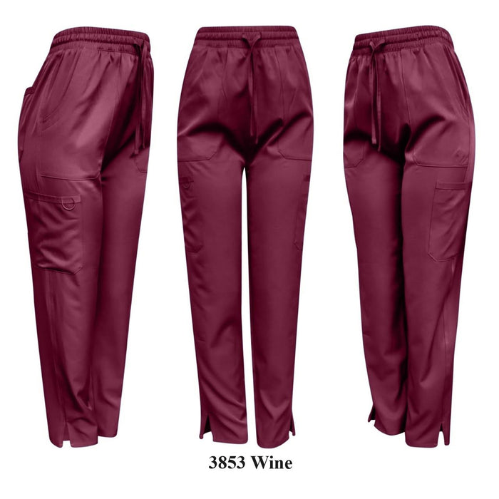 Pepino Uniforms Unisex Drawstring Elastic Waist Cargo Stretch Side Slit Scrub Pants