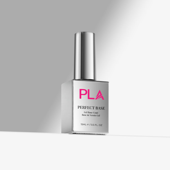 Bottle of PLA Perfect Base on a gray background