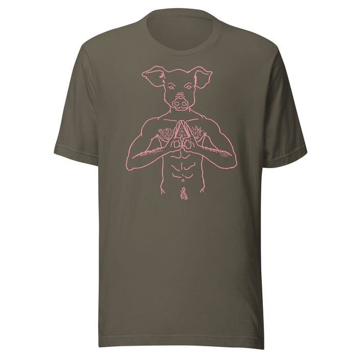 brian kenny zen pig graphic on army t-shirt