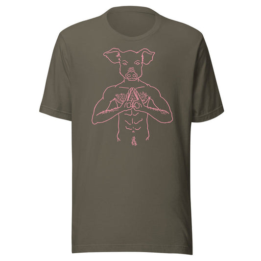 brian kenny zen pig graphic on army t-shirt