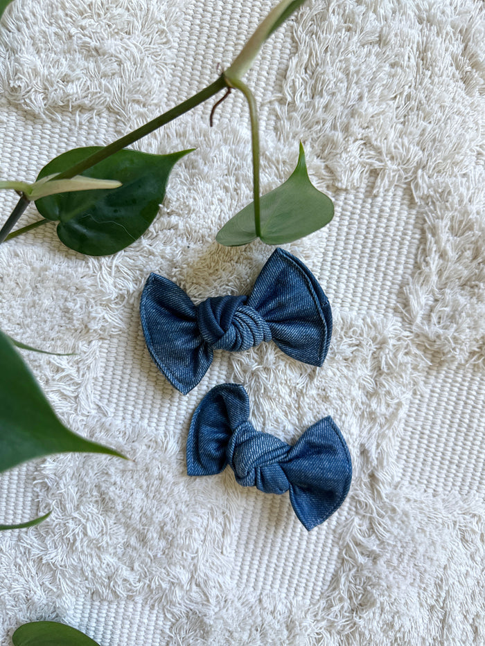 Pigtail Clip Set - Patchwork Denim