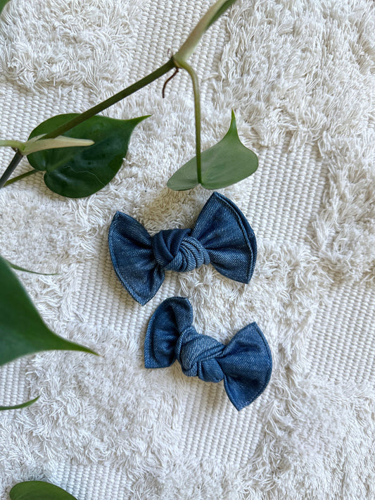 Pigtail Clip Set - Patchwork Denim
