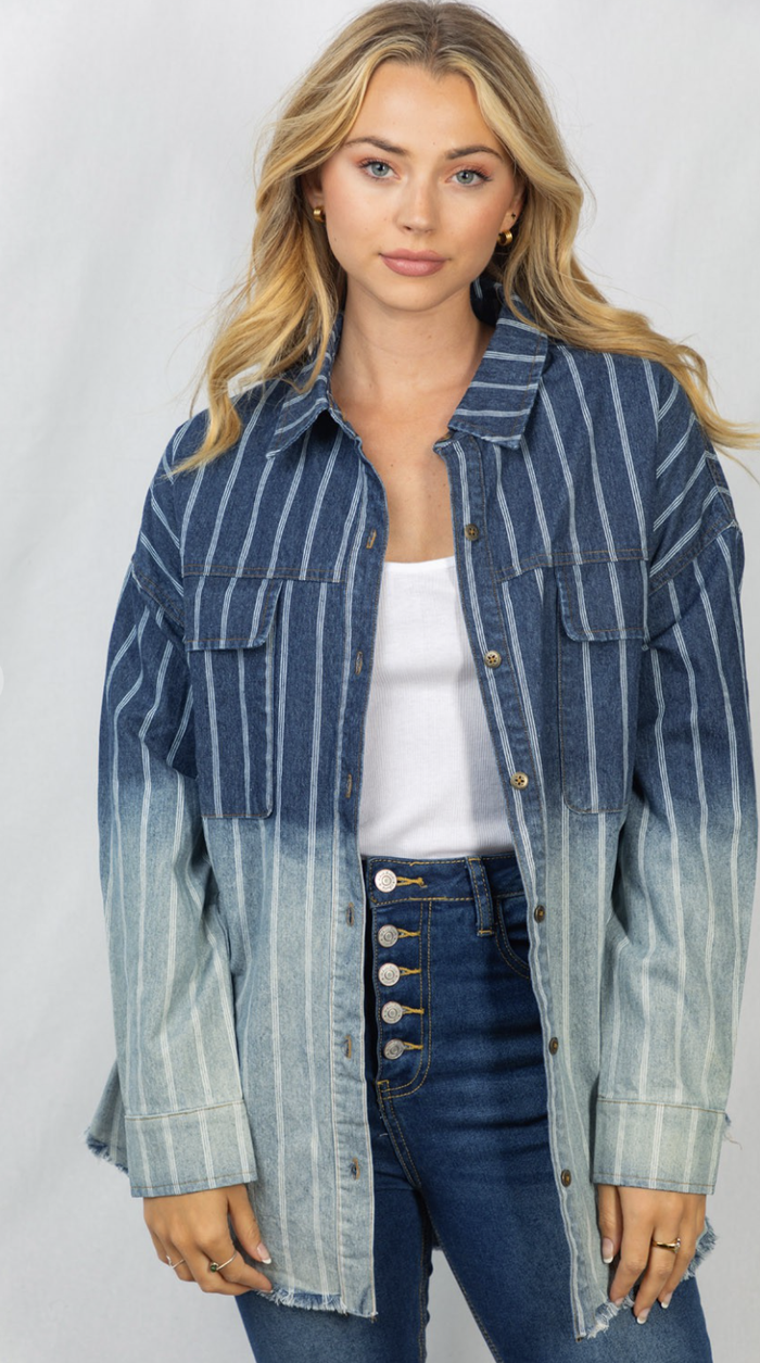 Pin Stripe Denim Shirt