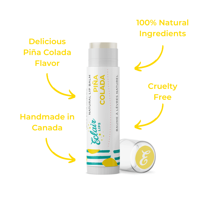 Lip balm tube labeled Piña Colada.