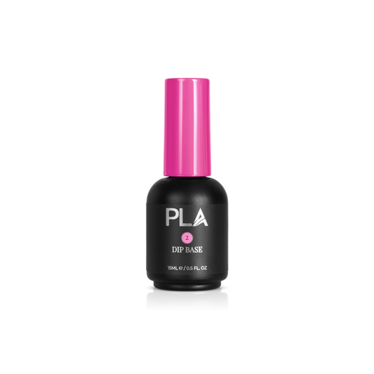 A bottle of PLA Dip Base, featuring a black bottle and a bright pink cap, centered on a clean white background.