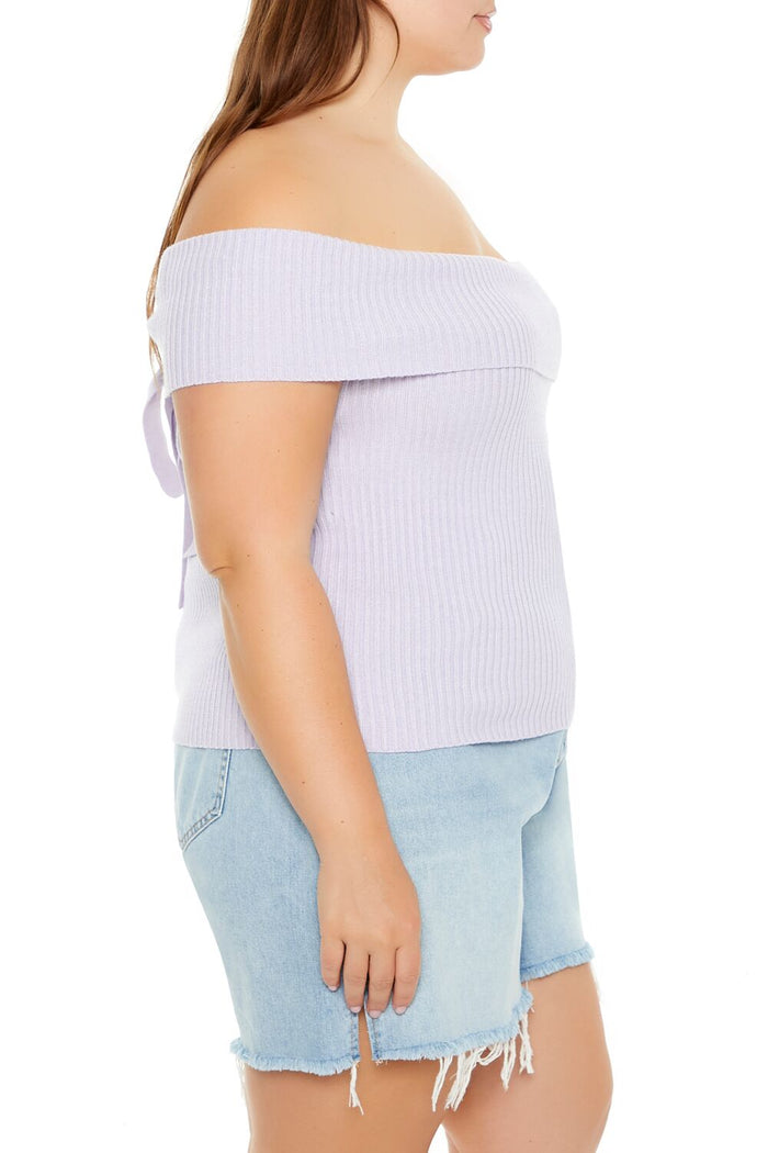 Plus Size Tie-Back Sweater-Knit Top