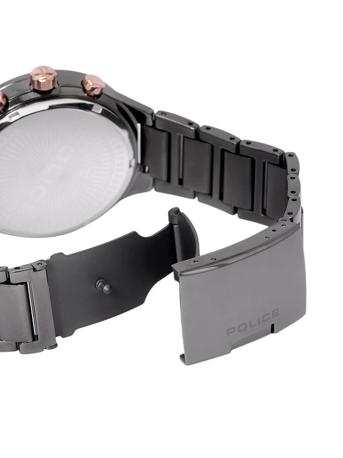 Police Round Charcoal Dial Analog Watch With Day-Date Display & Leather Strap - NEPL15936JSGY13M