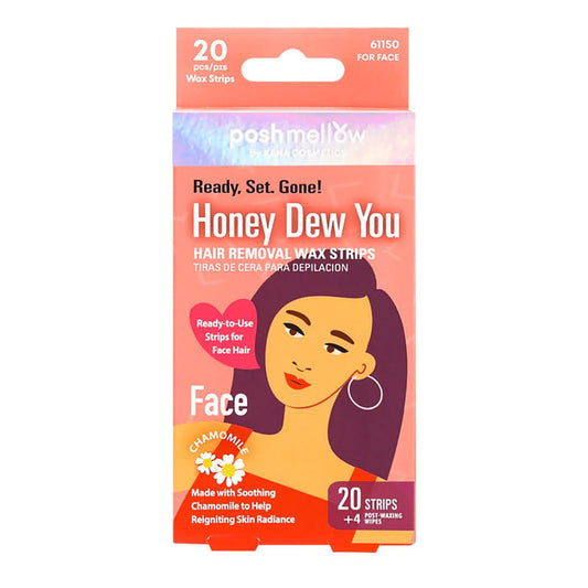 Posh Mellow Ready Set Gone Honey Dew You Hair Removal Face Wax Strips 20pcs - ikatehouse