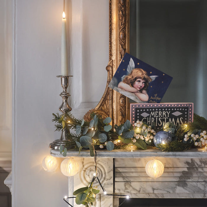 Pre Lit Eucalyptus and White Berry Christmas Wreath & Garland