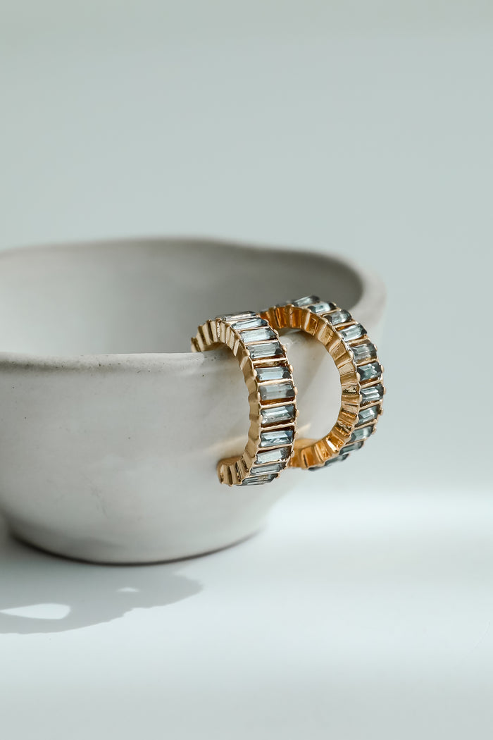 Presley Gold Gemstone Hoop Earrings