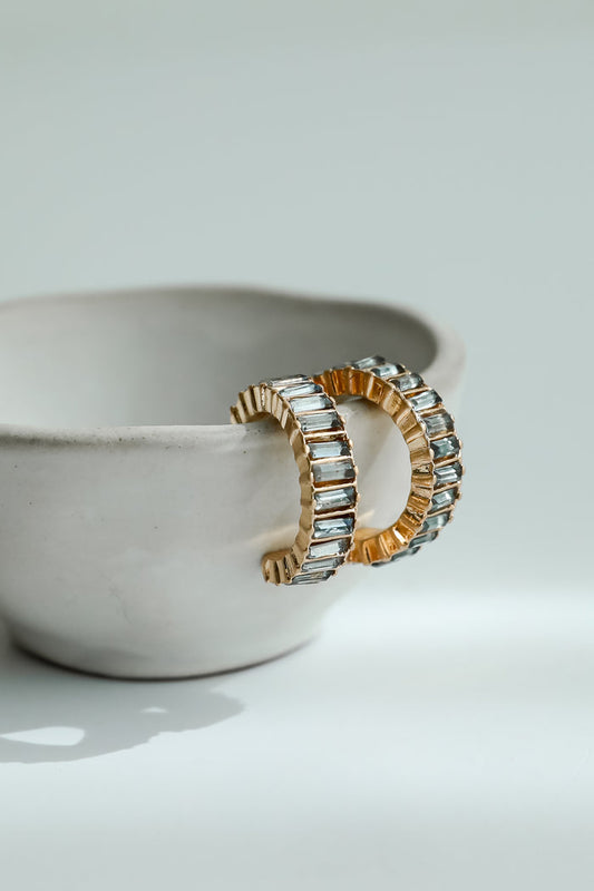 Presley Gold Gemstone Hoop Earrings