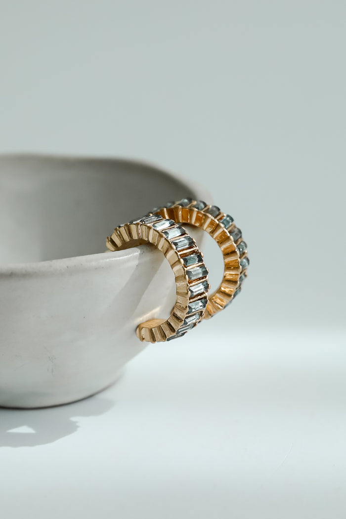 Presley Gold Gemstone Hoop Earrings