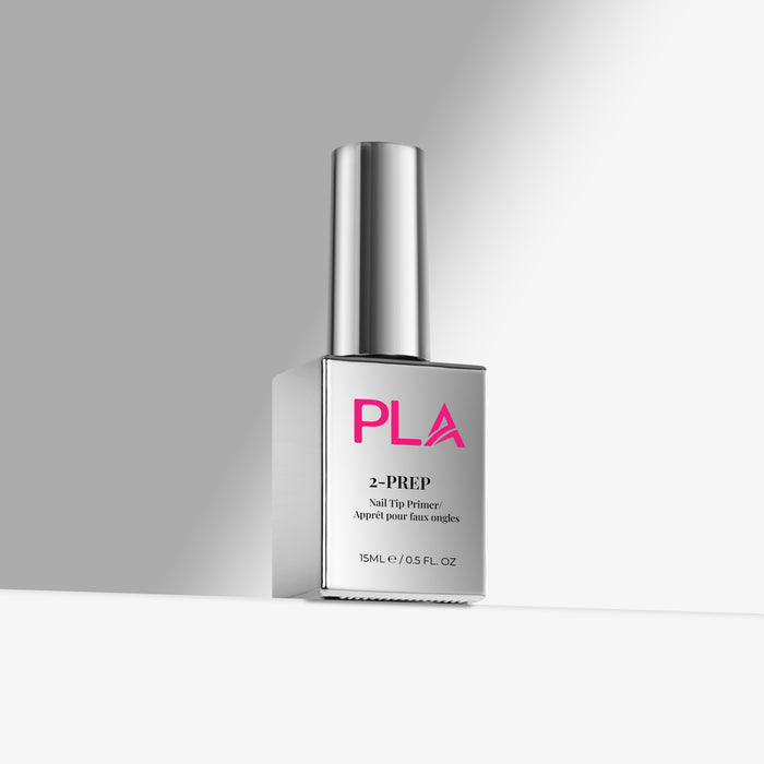 PLA 2-Prep nail tip primer bottle on a gray background