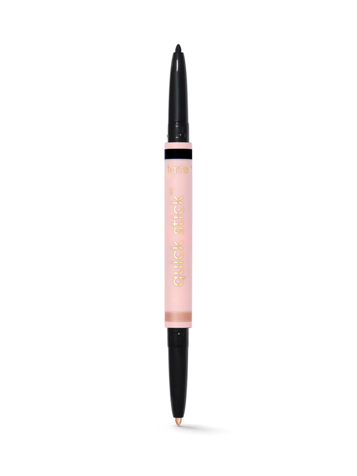 Lip liner with pink casing and black accents on a white background