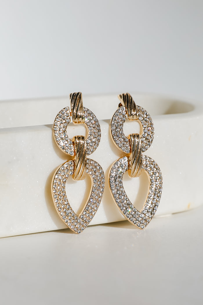 Quinn Gold Rhinestone Statement Earrings