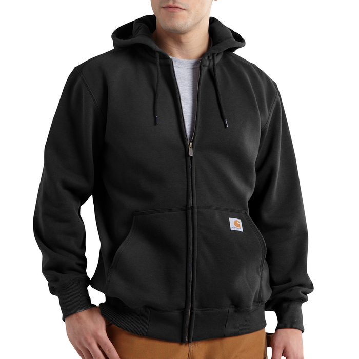 RAIN DEFENDER PAXTON HEAVYWEIGHT HOODED ZIP FRONT SWEATSHIRT - 001-Black | Carhartt 100614
