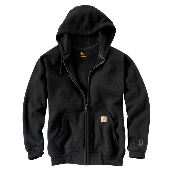 RAIN DEFENDER PAXTON HEAVYWEIGHT HOODED ZIP FRONT SWEATSHIRT - 001-Black | Carhartt 100614