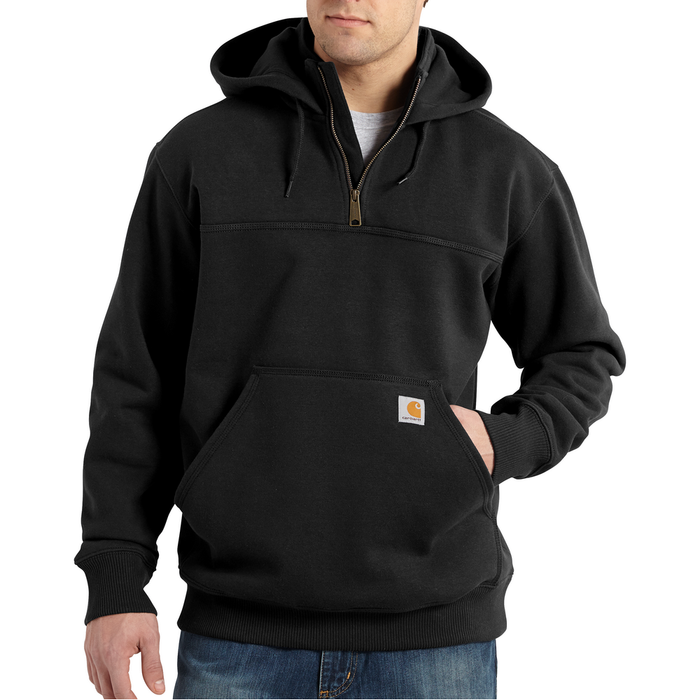 RAIN DEFENDER PAXTON HEAVYWEIGHT HOODED ZIP MOCK SWEATSHIRT - 001-Black | Carhartt 100617