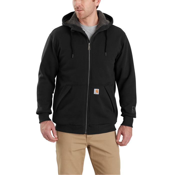 RAIN DEFENDER ROCKLAND SHERPA LINED HOODED SWEATSHIRT - 001-Black | Carhartt 103308