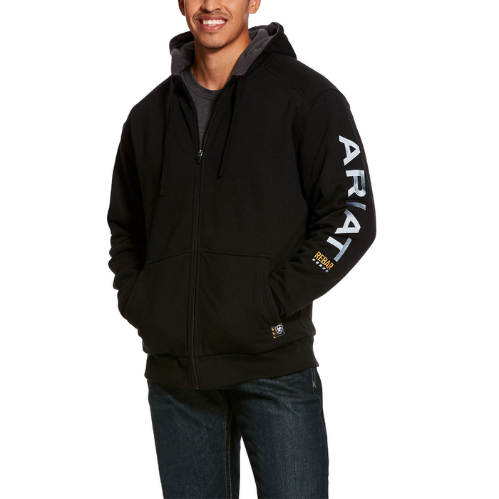 REBAR ALL-WEATHER FULL ZIP HOODIE - 001-Black | Ariat 10027833