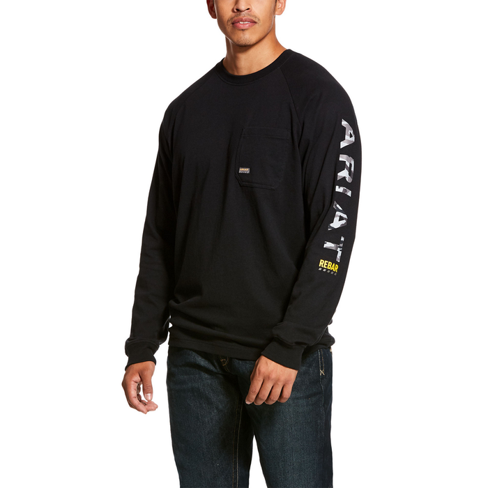 REBAR COTTON STRONG ARM GRAPHIC LONG SLEEVE T-SHIRT - 001-Black | Ariat 10027903
