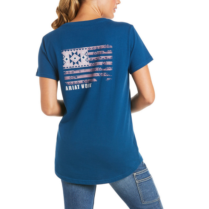 REBAR COTTON STRONG RETRO FLAG SHORT-SLEEVE T-SHIRT - 400-Blue | Ariat 10035405