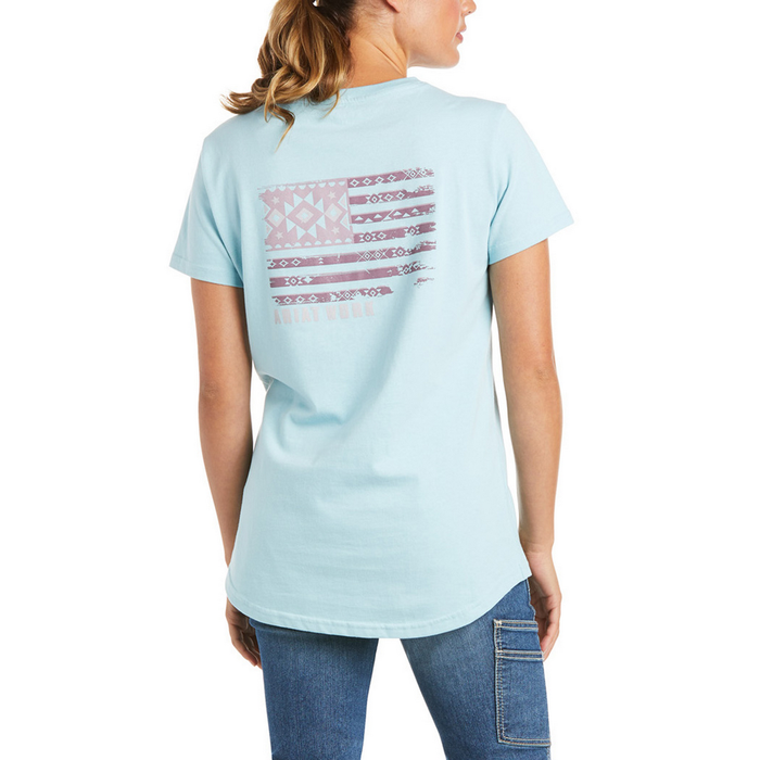 REBAR COTTON STRONG RETRO FLAG SHORT-SLEEVE TOP - 400-Blue | Ariat 10035406