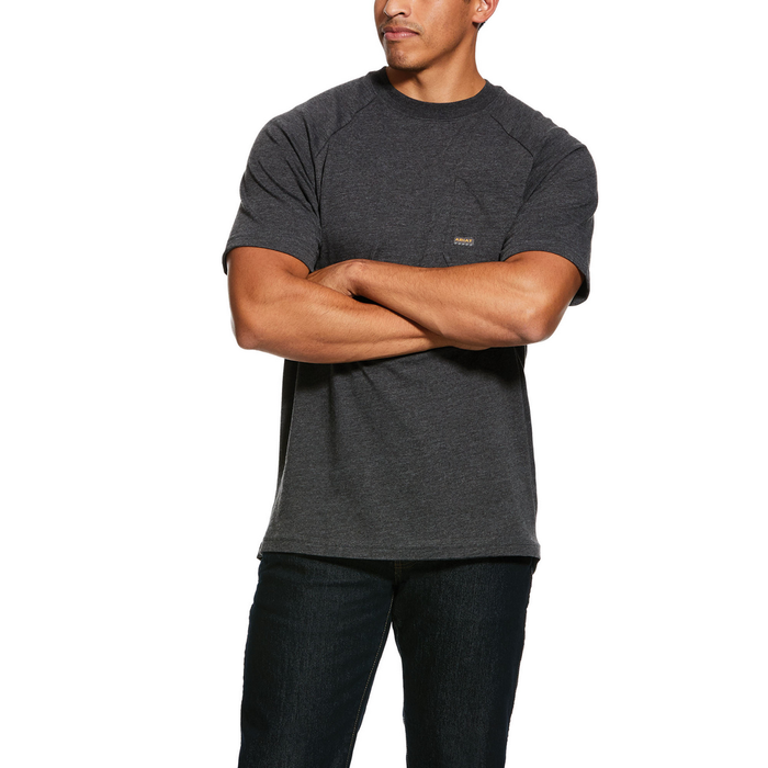 REBAR COTTON STRONG SHORT SLEEVE SHIRT - 011-Heather Grey | Ariat 10031018