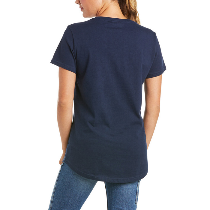 REBAR COTTON STRONG V-NECK SHORT-SLEEVE SHIRT - 400-Blue | Ariat 10035382