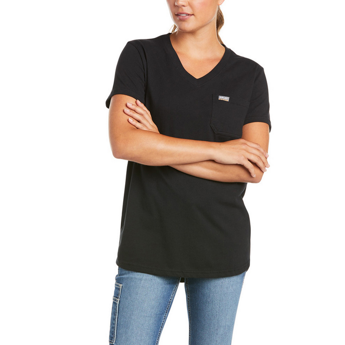 REBAR COTTON STRONG V-NECK SHORT-SLEEVE TEE - 001-Black | Ariat 10035381