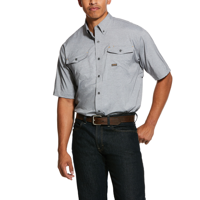 REBAR MADE TOUGH VENTEK DURASTRETCH SHORT SLEEVE SHIRT - 011-Heather Grey | Ariat 10031024