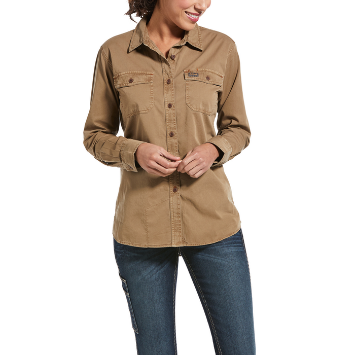 REBAR WASHED TWILL LONG-SLEEVE WORK SHIRT - 250-Beige/Khaki | Ariat 10032882