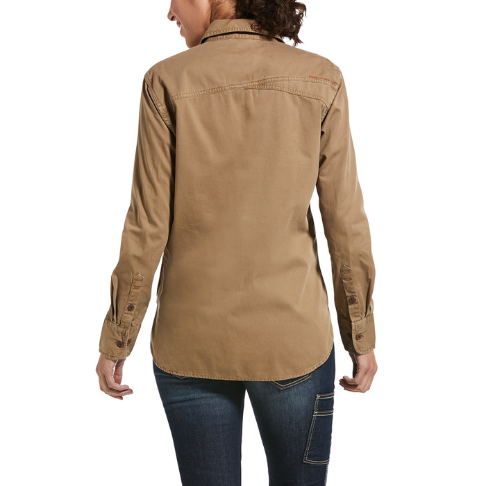 REBAR WASHED TWILL LONG-SLEEVE WORK SHIRT - 250-Beige/Khaki | Ariat 10032882