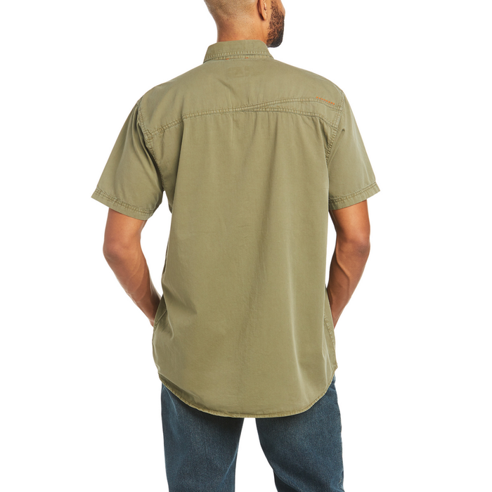 REBAR WASHED TWILL SHORT-SLEEVE BUTTON-UP SHIRT - 300-Green | Ariat 10035416