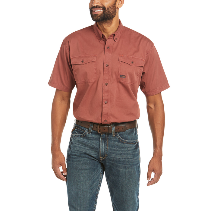 REBAR WASHED TWILL SHORT-SLEEVE SHIRT - 200-Brown | Ariat 10035414