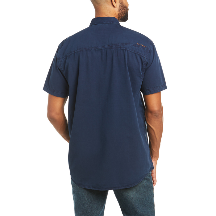 REBAR WASHED TWILL SHORT-SLEEVE WORK SHIRT - 400-Blue | Ariat 10035415