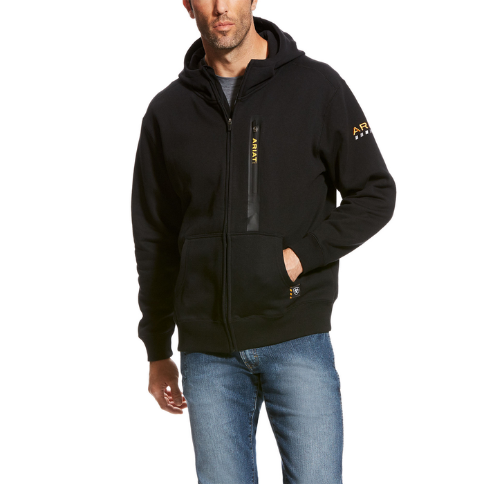 REBAR WORKMAN FULL ZIP LOGO HOODIE - 001-Black | Ariat 10023937
