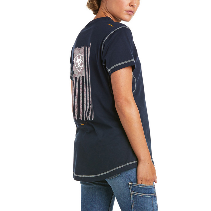 REBAR WORKWOMAN CAMO FLAG SHORT-SLEEVE T-SHIRT - 400-Blue | Ariat 10035408